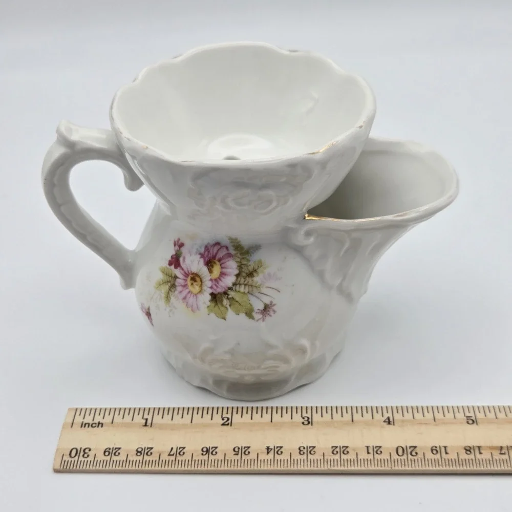 Vintage Floral Shaving Scuttle Mug Victorian Cottagecore Flower Stand/Vase